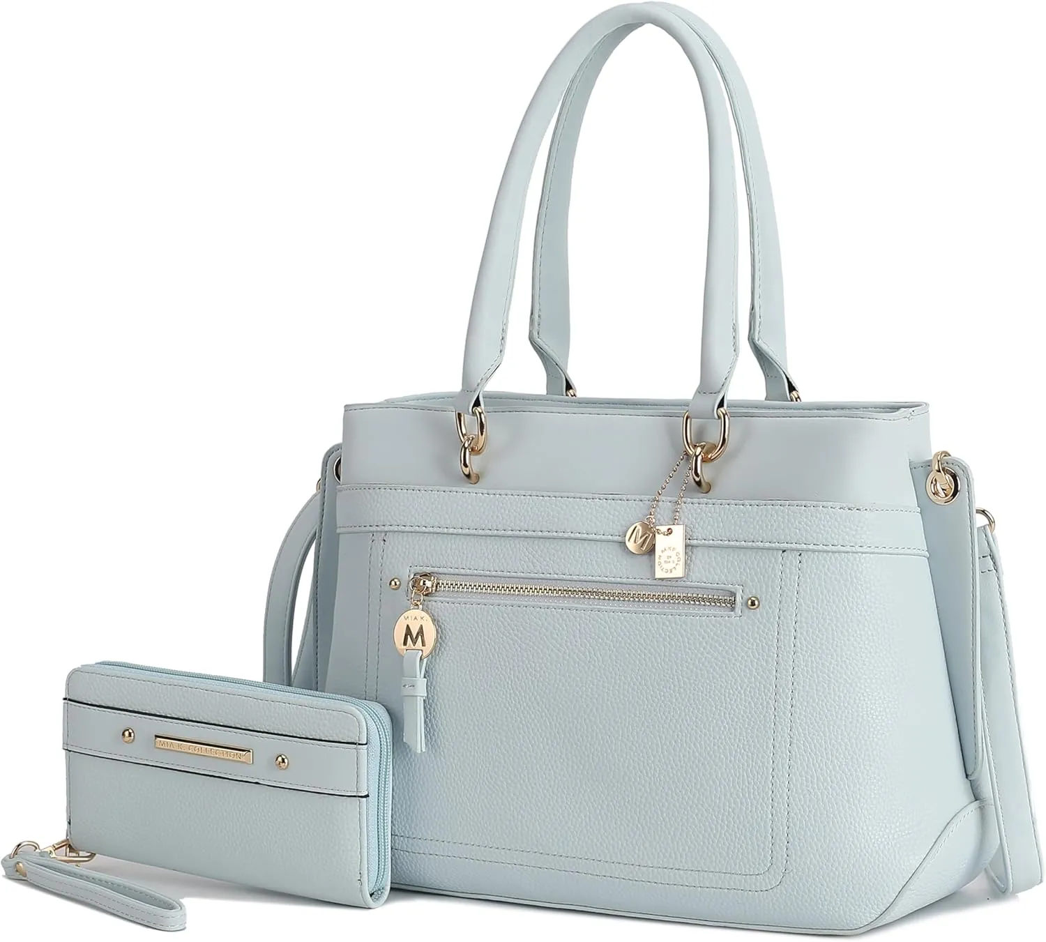 MKF Collection Satchel Tote Bag With Wristlet Wallet for Women, Vegan Leather Top-Handle Crossbody Handbag Purse by Mia K