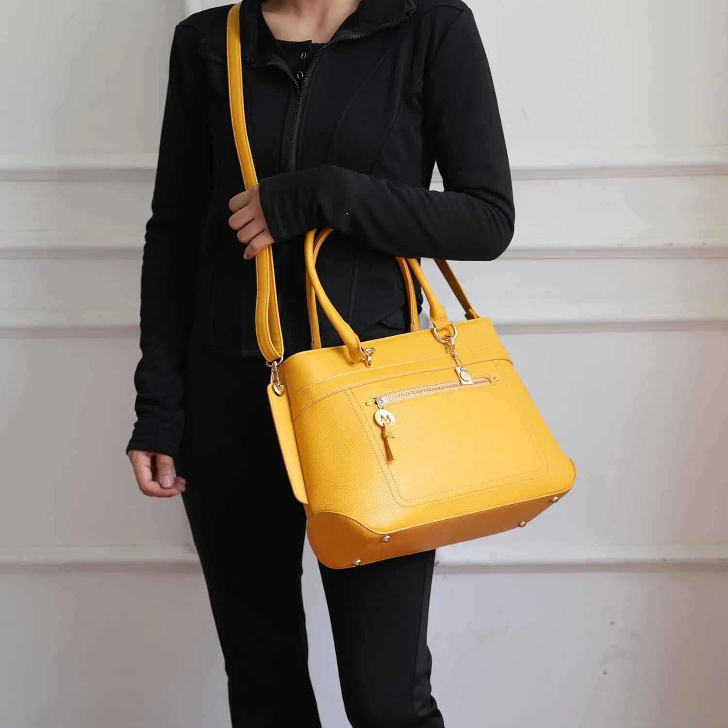 MKF Collection Satchel Tote Bag With Wristlet Wallet for Women, Vegan Leather Top-Handle Crossbody Handbag Purse by Mia K