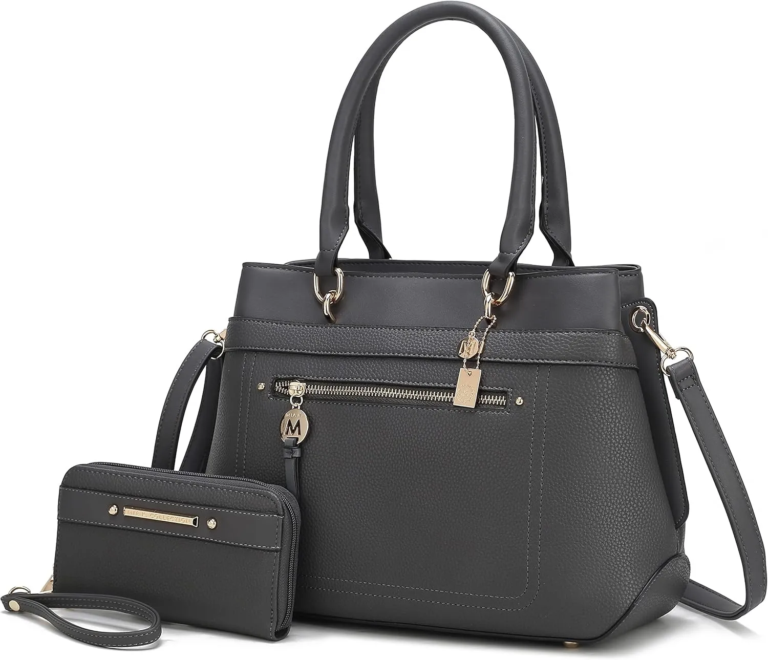 MKF Collection Satchel Tote Bag With Wristlet Wallet for Women, Vegan Leather Top-Handle Crossbody Handbag Purse by Mia K