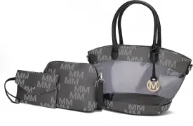 MKF Collection Shoulder Bag for Women, Crossbody Purse & Wristlet: PU Leather Satchel Pocketbook 3 PCs Handbag Set