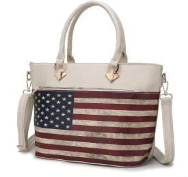 MKF Collection USA Tote Crossbody Bag for Women, American Flag Vegan Leather Top-Handle Messenger, Satchel Shoulder bag Purse