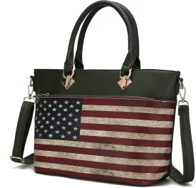 MKF Collection USA Tote Crossbody Bag for Women, American Flag Vegan Leather Top-Handle Messenger, Satchel Shoulder bag Purse