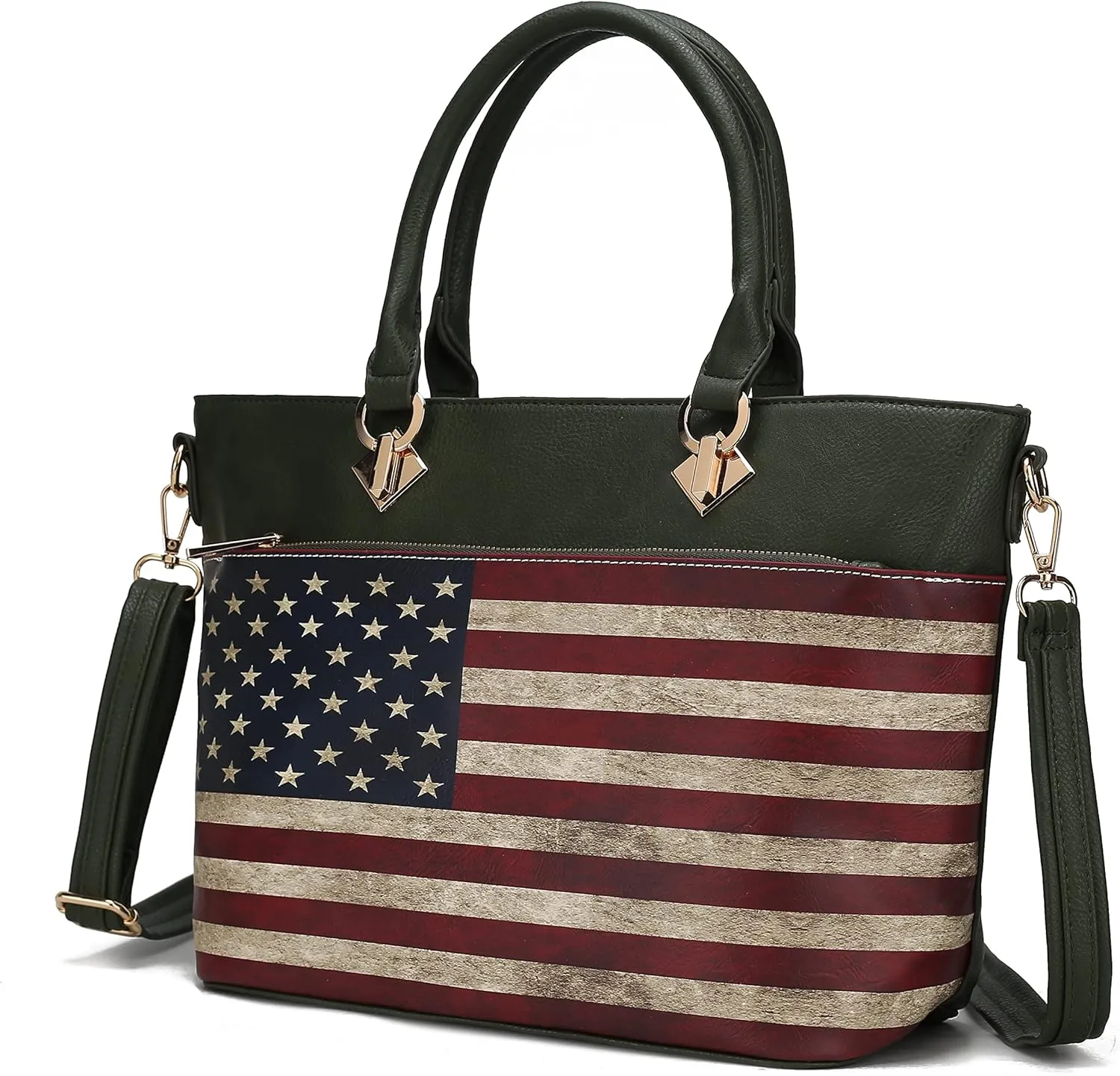 MKF Collection USA Tote Crossbody Bag for Women, American Flag Vegan Leather Top-Handle Messenger, Satchel Shoulder bag Purse