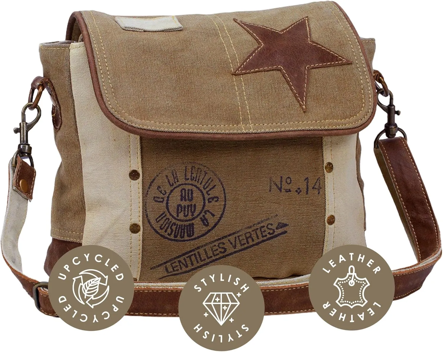 Myra Bag Women Leather Star Shoulder Bag,adjustable leather handle, leather trim and star accent