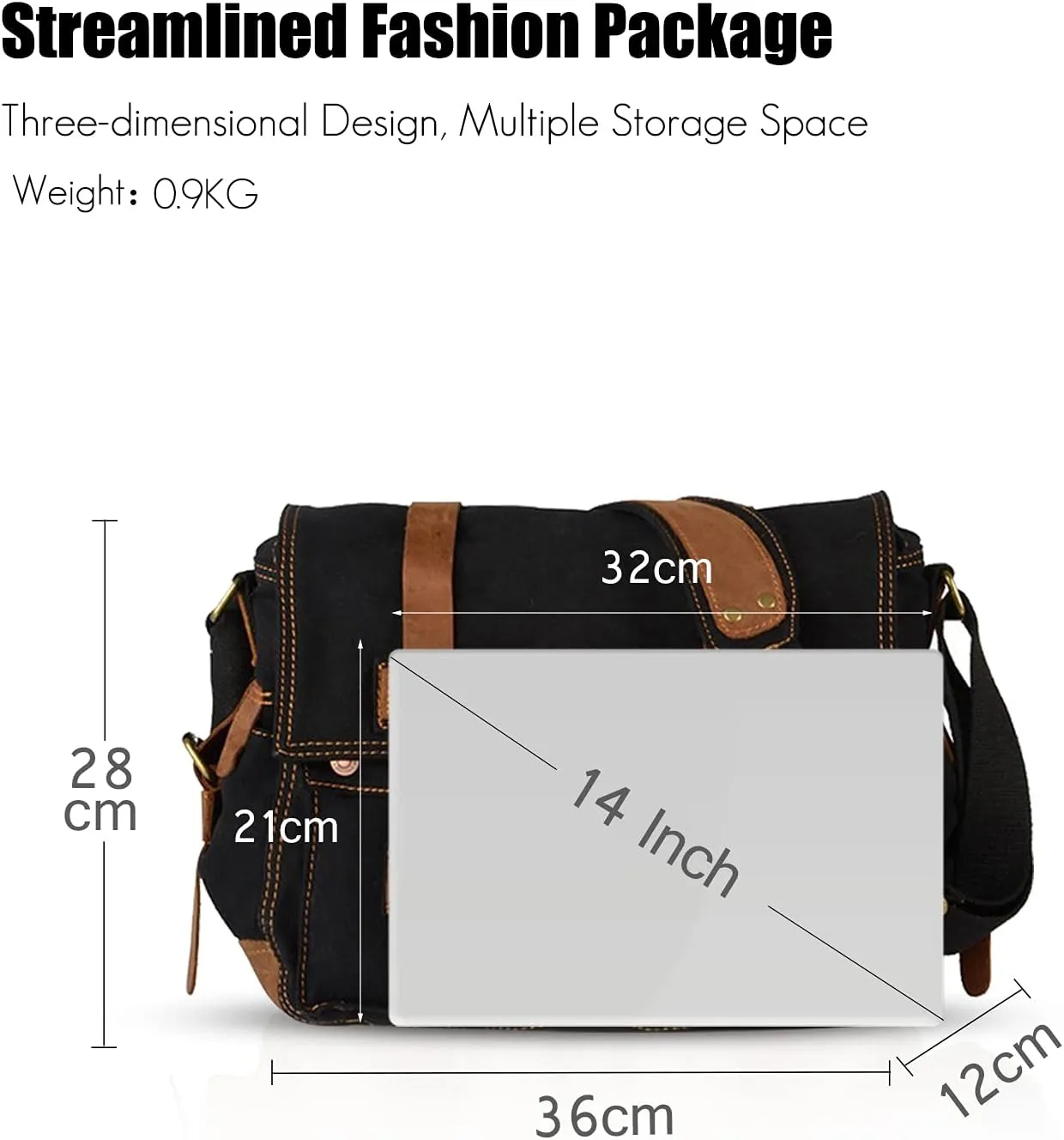 New Vintage Messenger Bag Satchel Bag bag Bookbag Casual Travel Shoulder Bag