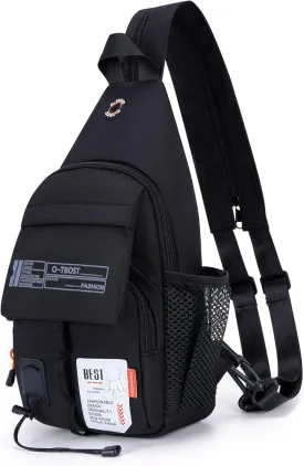 O-TBOST Lightweight Crossbody Backpack Sling Bag Small Shoulder Bags for Women Men Casual Chest Daypack Hiking Travel (black)