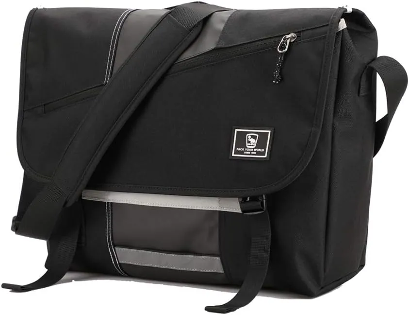 OIWAS Small Messenger Bag for Men/Women Crossbody Travel Briefcase Bags Shoulder Bag Canvas 14 Inch Laptop Computer Satchel Bag Work Black