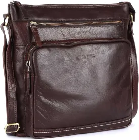 Olga Large Soft Real Leather Womens Crossbody Handbags and Purses-Triple Zip Premium Sling Crossover Shoulder Bag