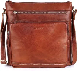 Olga Large Soft Real Leather Womens Crossbody Handbags and Purses-Triple Zip Premium Sling Crossover Shoulder Bag