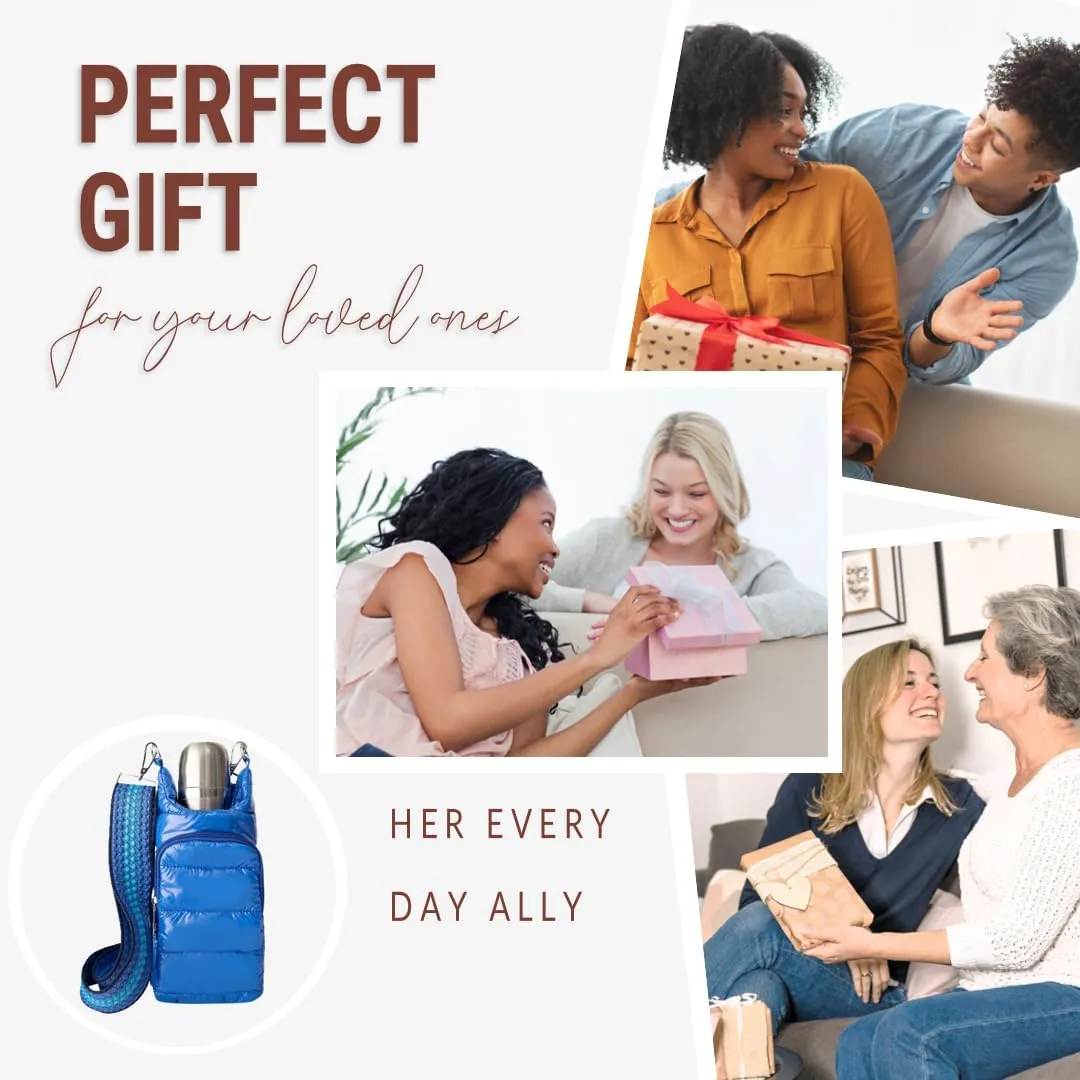 Original Crossbody Water Bottle Holder Bag with Strap.Stylish Puffer Bag.Pockets for Phone & Accessories.BEST GIFT