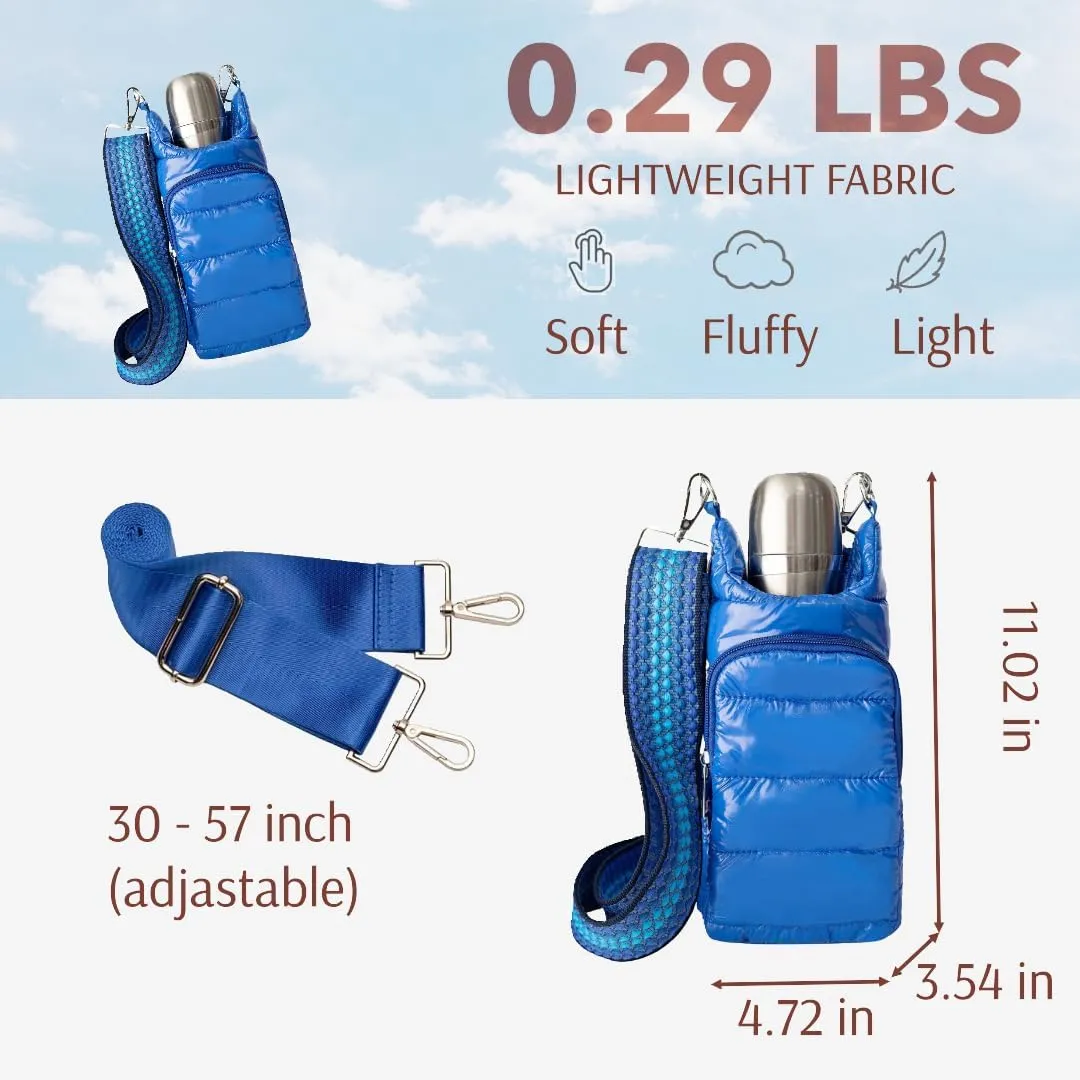 Original Crossbody Water Bottle Holder Bag with Strap.Stylish Puffer Bag.Pockets for Phone & Accessories.BEST GIFT