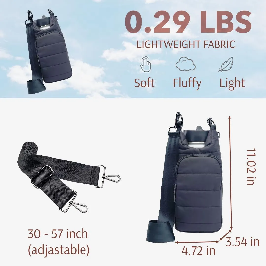 Original Crossbody Water Bottle Holder Bag with Strap.Stylish Puffer Bag.Pockets for Phone & Accessories.BEST GIFT