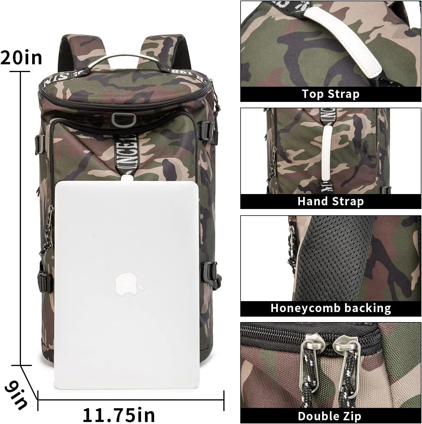 Outdoor Waterproof Backpack Hiking, Fishing, Camping Large Capacity Multifunctional Laptop Backpack, Suitable for Both Men and Women (Camouflage)
