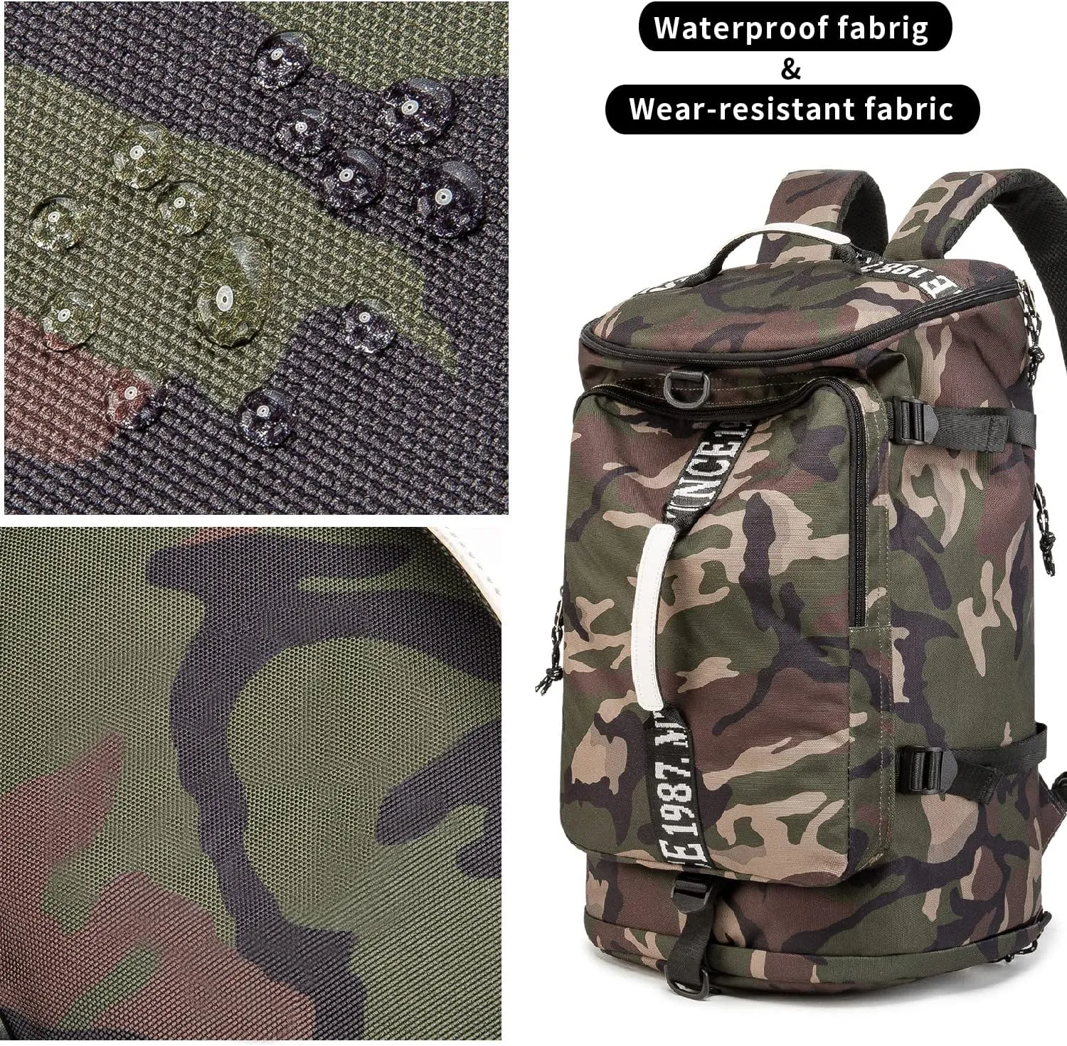 Outdoor Waterproof Backpack Hiking, Fishing, Camping Large Capacity Multifunctional Laptop Backpack, Suitable for Both Men and Women (Camouflage)