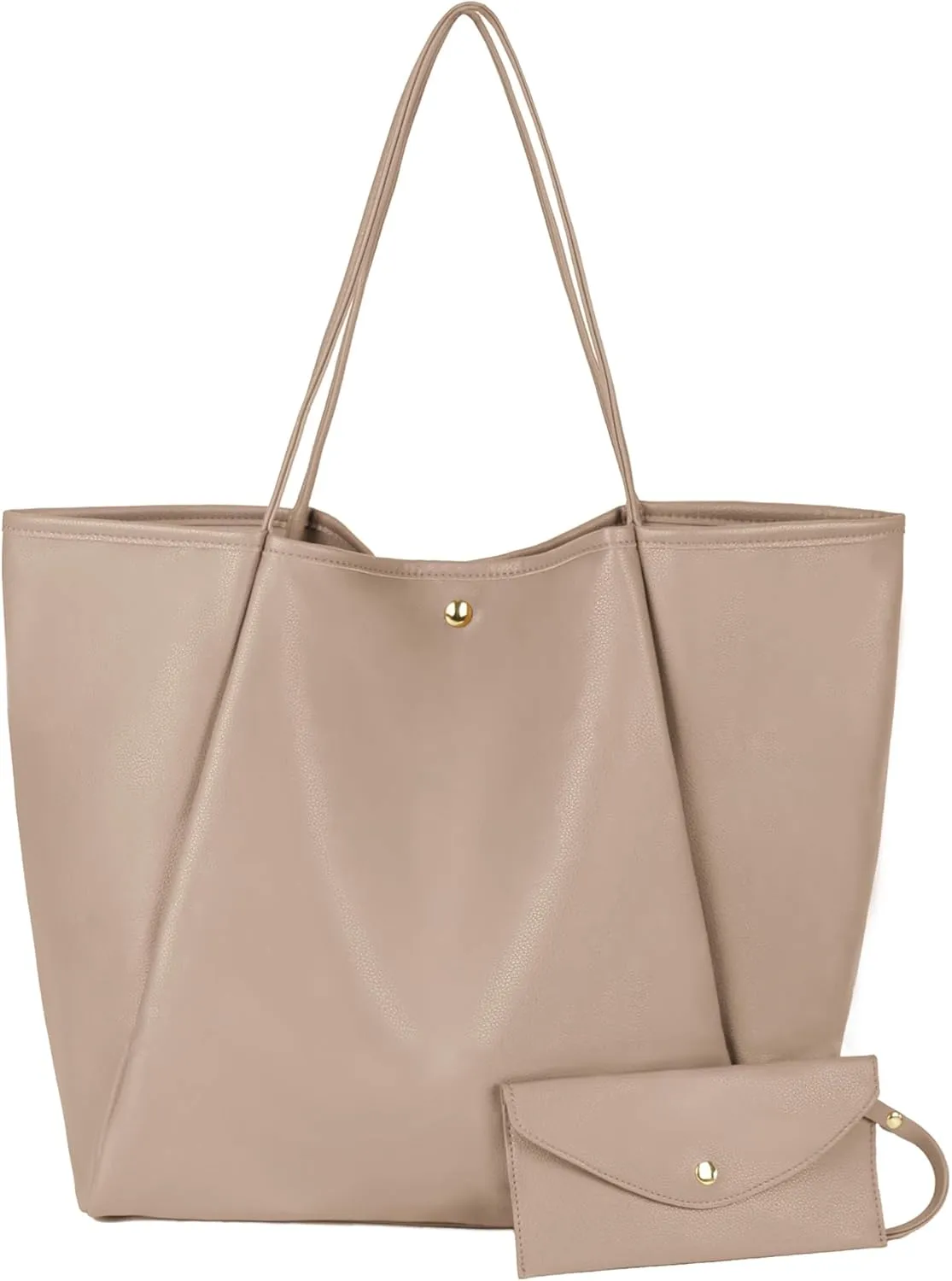 Oversize Vegan Leather Tote Women Weekender Bag Shopper Handbag Travel School Tote Purse with Wristlet Clutch