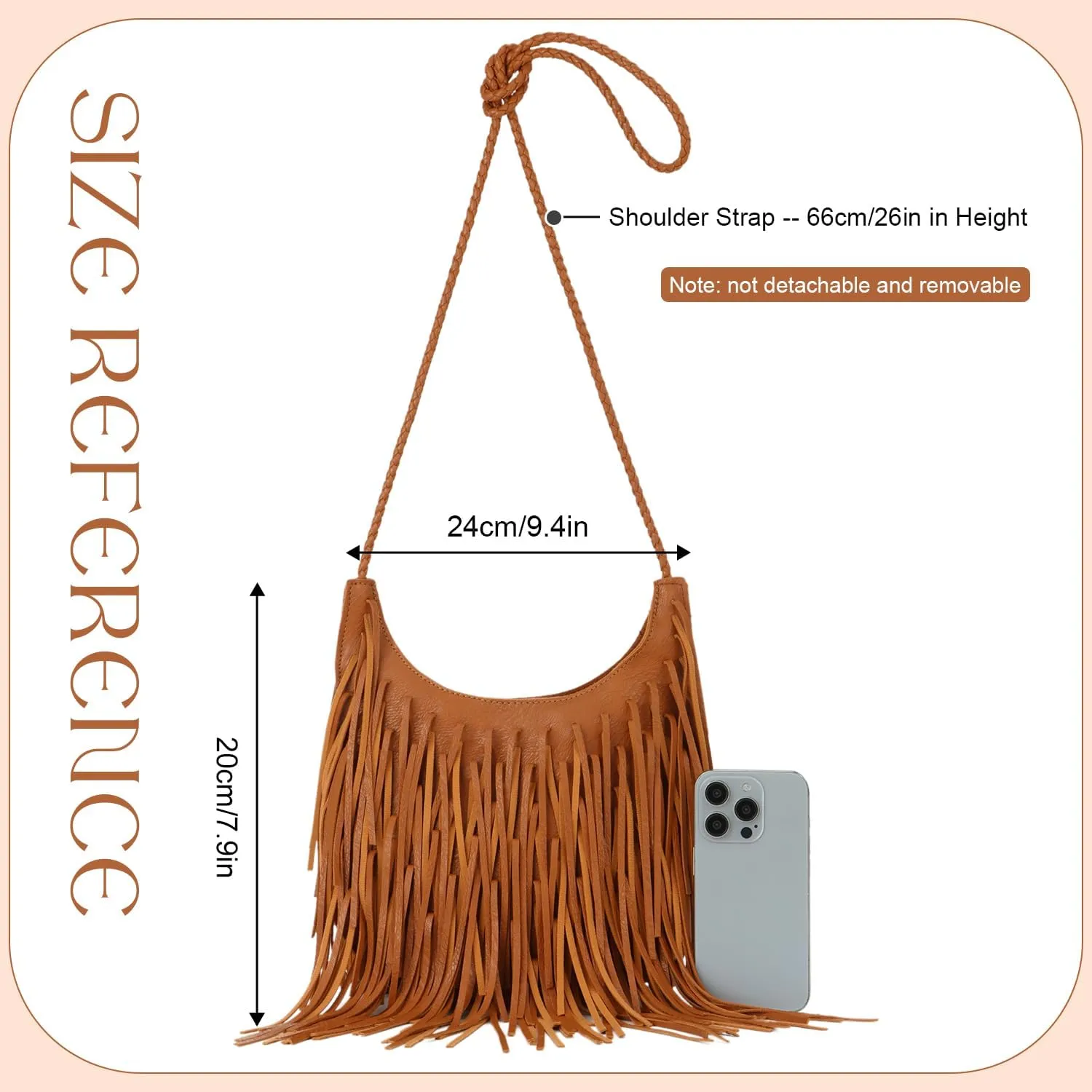 Oweisong Leather Fringe Bag for Women Boho Crossbody Purse Suede Western Fringe Purse Vintage Hobo Handbags