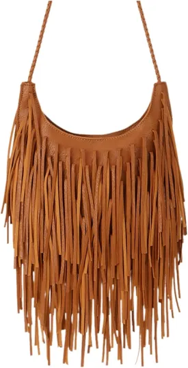 Oweisong Leather Fringe Bag for Women Boho Crossbody Purse Suede Western Fringe Purse Vintage Hobo Handbags