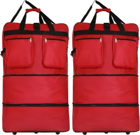 Pack of 2 30"""" Duffle Bag Expandable Rolling Lightweight Wheeled Spinner Suitcase Luggage for Travel and Storage (Red)']"Actual size: ['30-inch'] matches with predicted size: