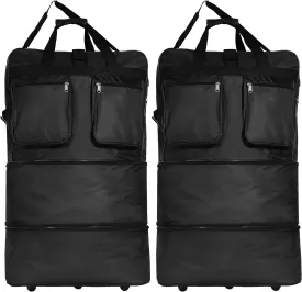 (Pack of 2) 36"" Duffle Bag Expandable Rolling Lightweight Wheeled Spinner Suitcase Luggage for Travel and Storage, Black, Wheelbag36