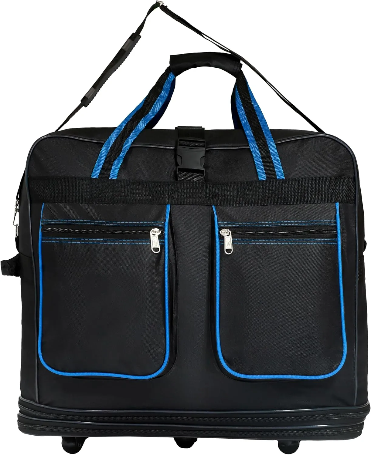(Pack of 2) 36"" Duffle Bag Expandable Rolling Lightweight Wheeled Spinner Suitcase Luggage for Travel and Storage, Blue with Trim, Wheelbag36