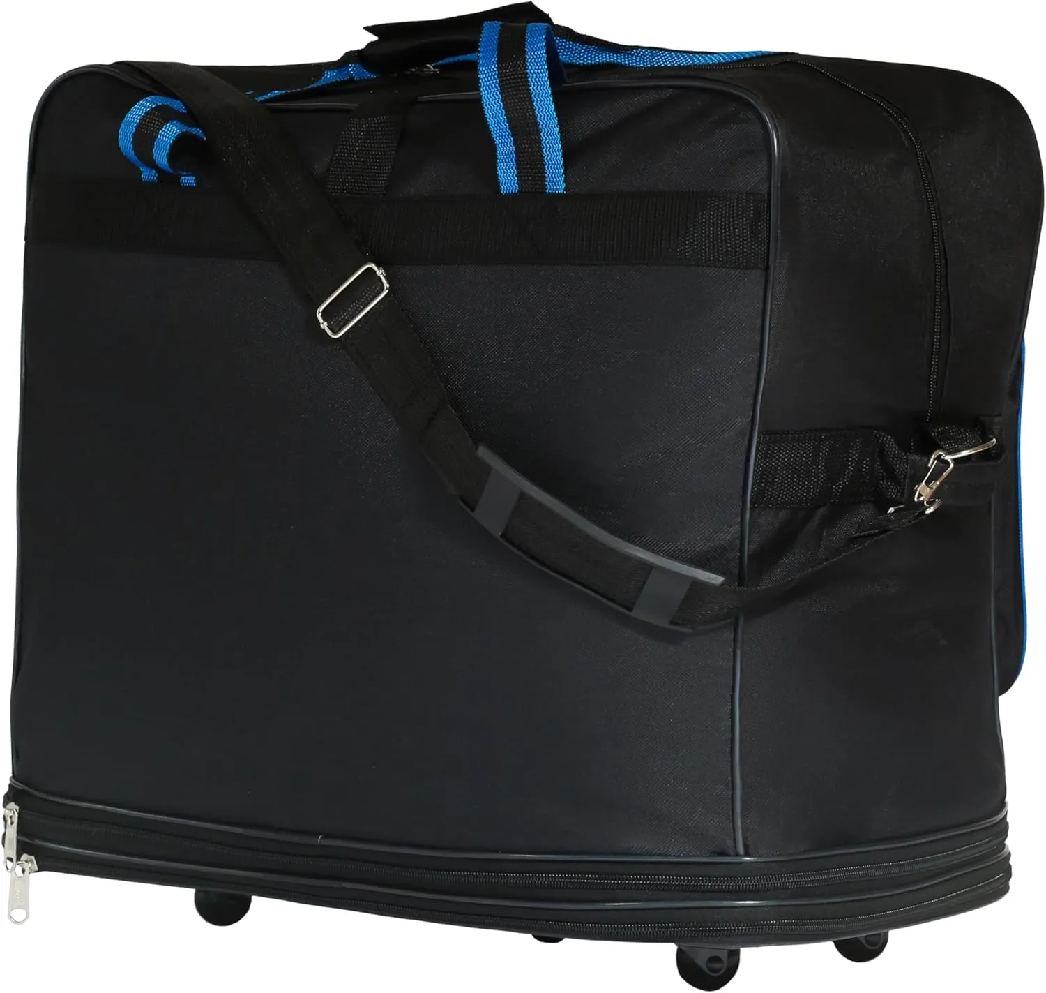 (Pack of 2) 36"" Duffle Bag Expandable Rolling Lightweight Wheeled Spinner Suitcase Luggage for Travel and Storage, Blue with Trim, Wheelbag36