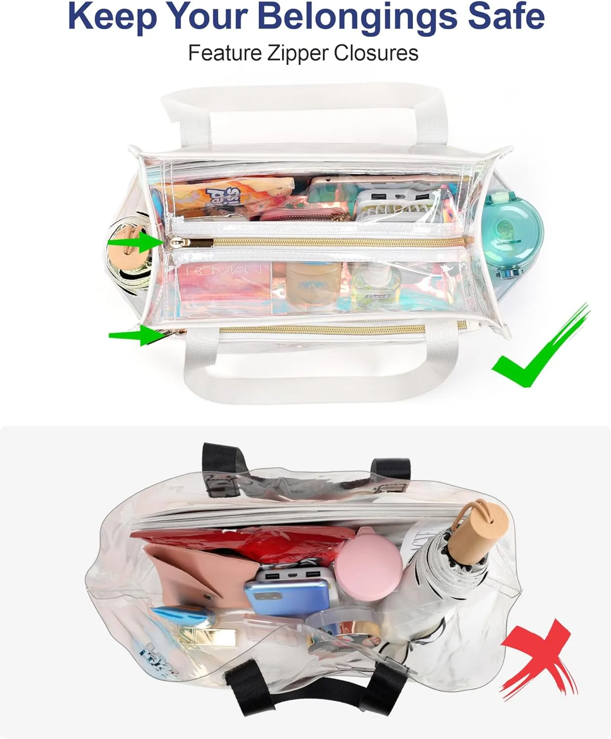 PACKISM Clear Bag 12x6x12 Stadium Approved - Clear Tote Bag for Sport Events Game Day Concert and Work