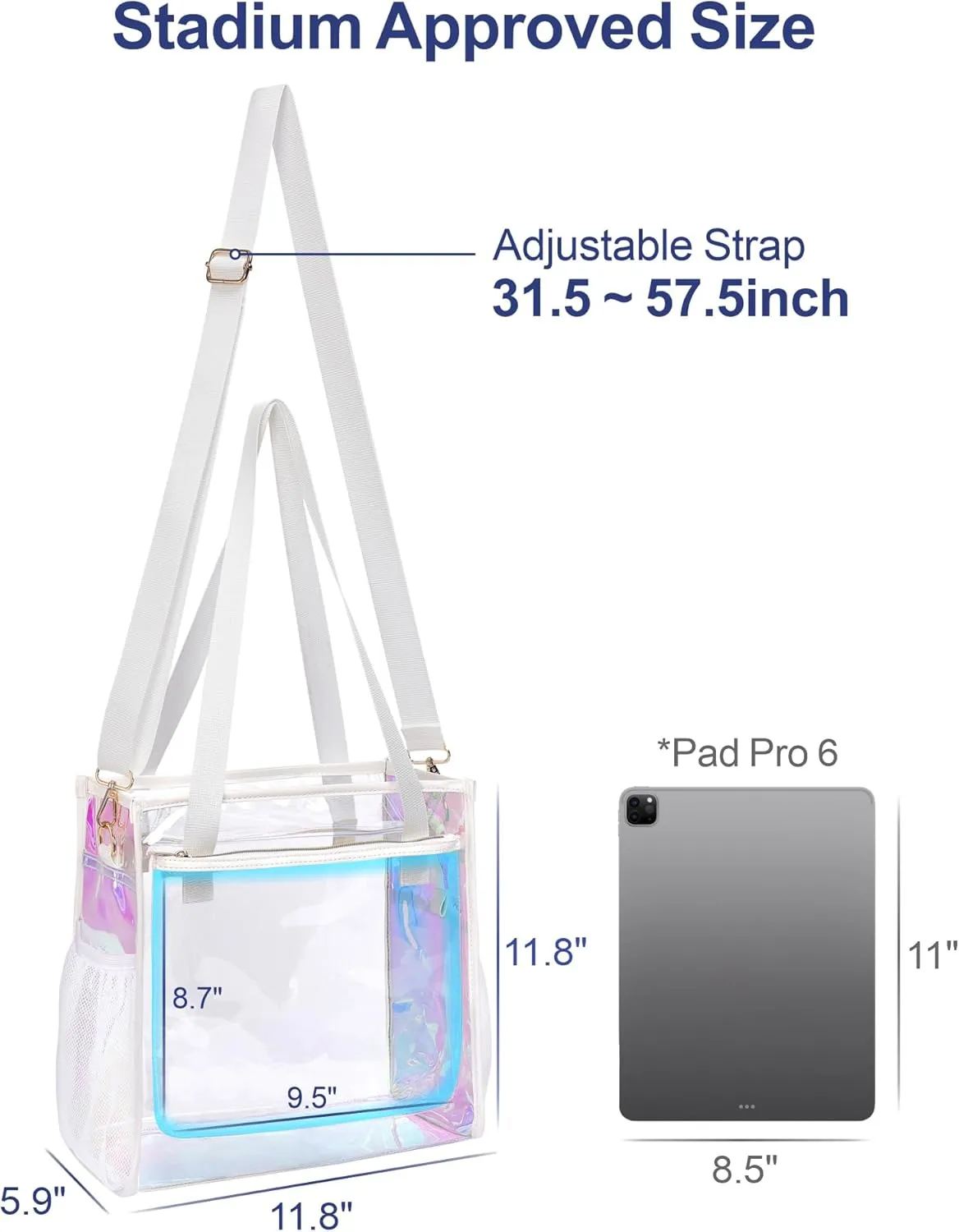 PACKISM Clear Bag 12x6x12 Stadium Approved - Clear Tote Bag for Sport Events Game Day Concert and Work