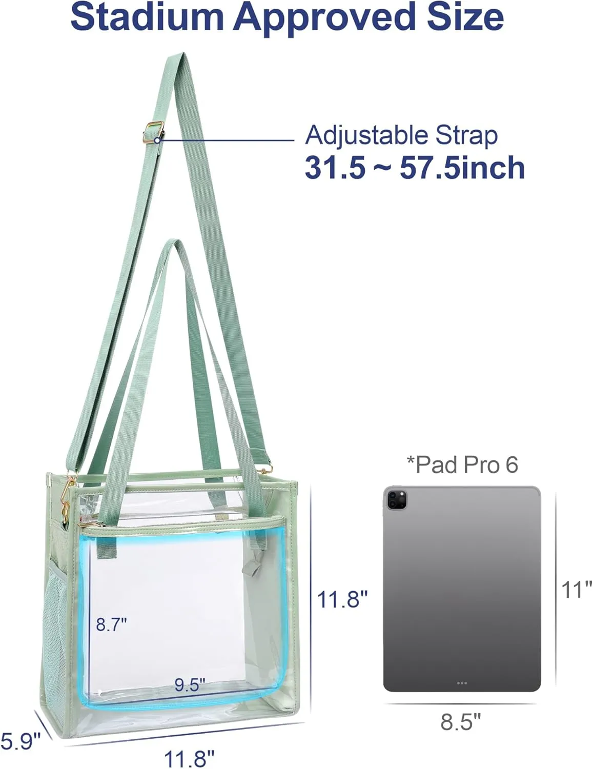 PACKISM Clear Bag 12x6x12 Stadium Approved - Clear Tote Bag for Sport Events Game Day Concert and Work