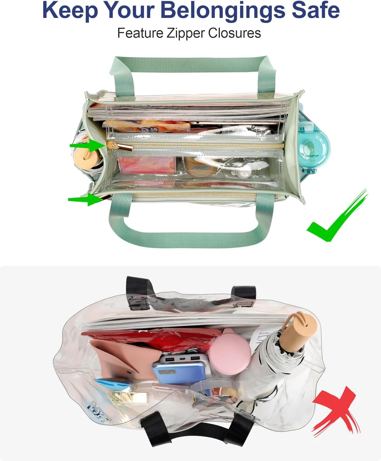 PACKISM Clear Bag 12x6x12 Stadium Approved - Clear Tote Bag for Sport Events Game Day Concert and Work