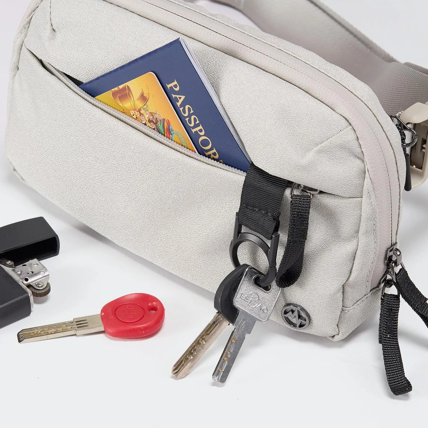 Pander Crossbody Sling Bag for Travel, Outdoor, and Everyday Use  Adjustable Strap, Lightweight Shoulder Bag, Light Grey