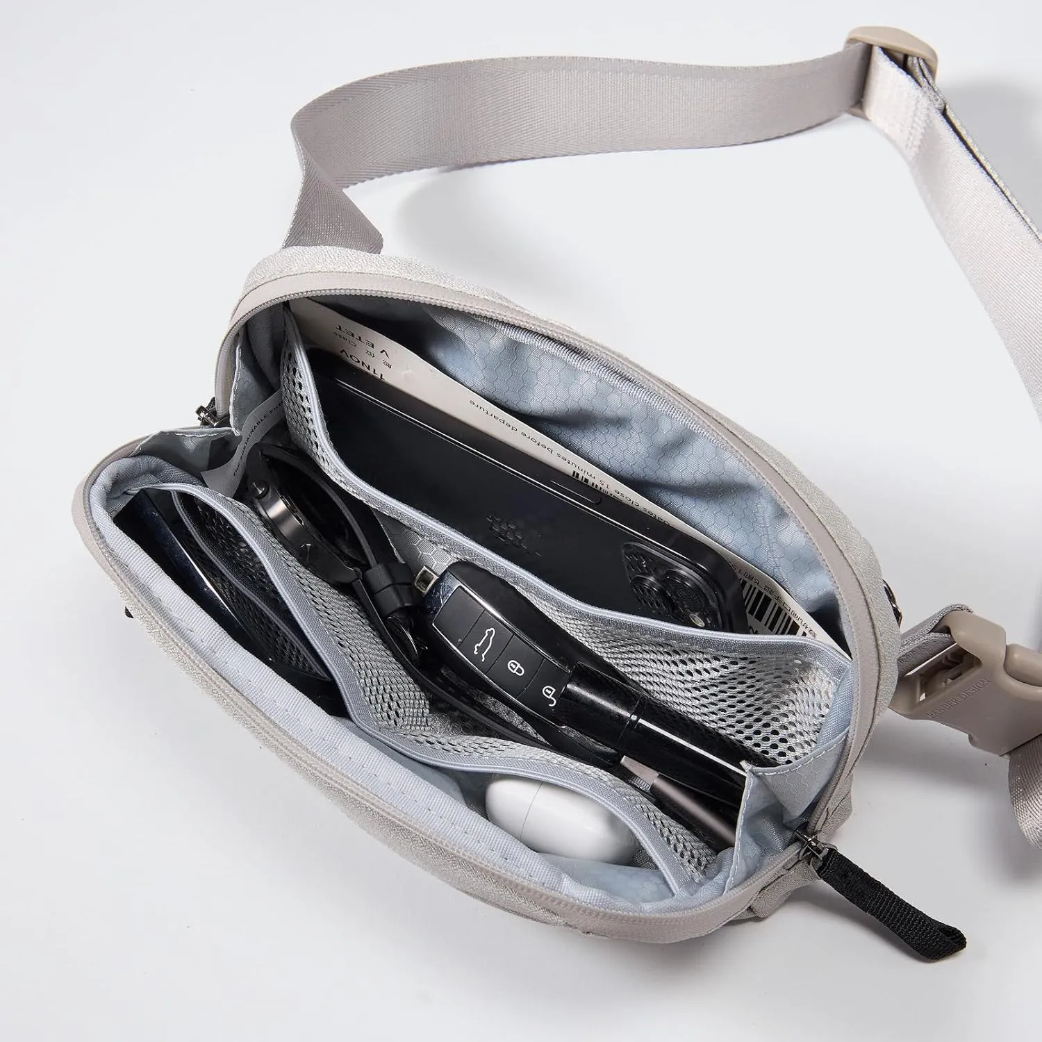 Pander Crossbody Sling Bag for Travel, Outdoor, and Everyday Use  Adjustable Strap, Lightweight Shoulder Bag, Light Grey
