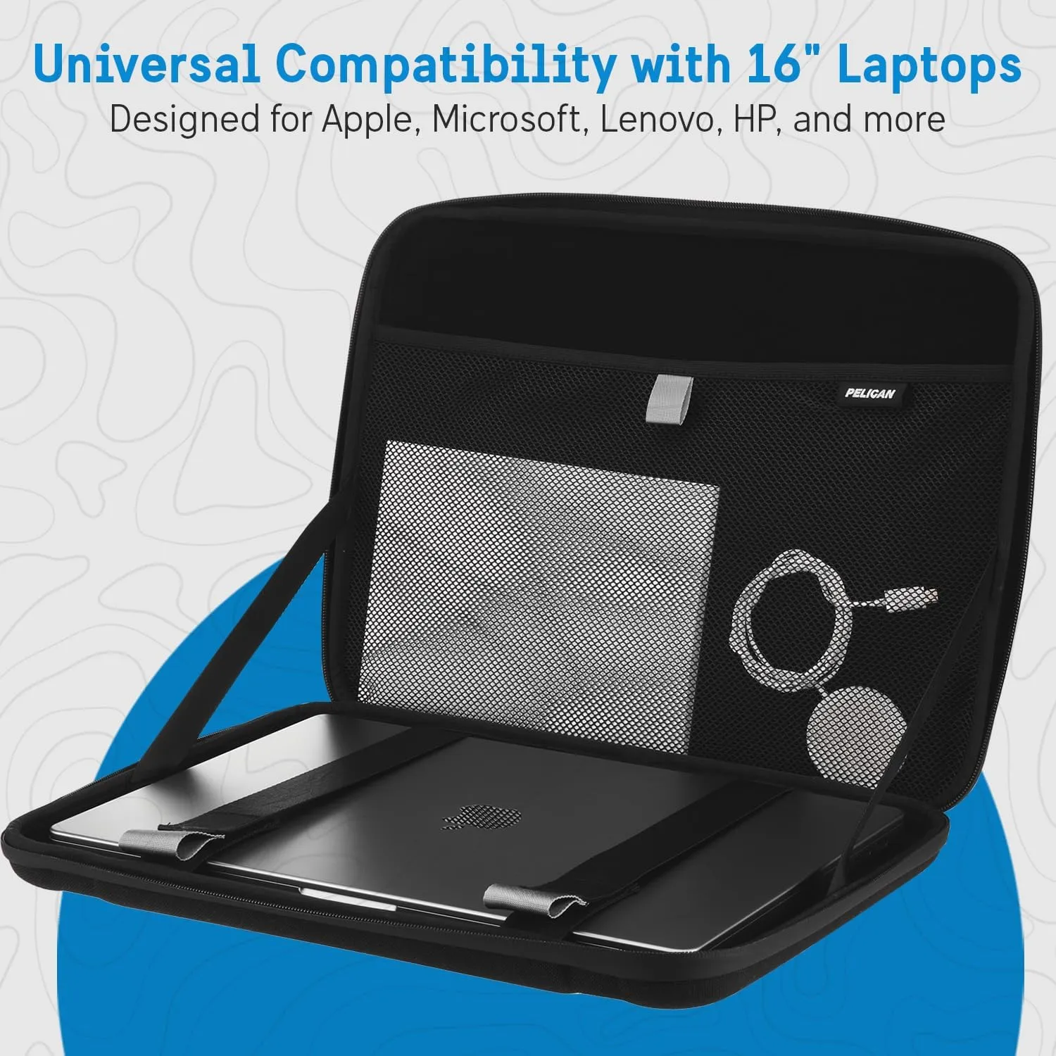 Pelican Adventurer - Laptop Bag/Case 16 Inch - [Elastic Carrying Handle] [Secure Zip Lock] Waterproof, Scratchproof and Heavy Duty Laptop Sleeve for All Laptops from 14 inches up to 16 inches - Black