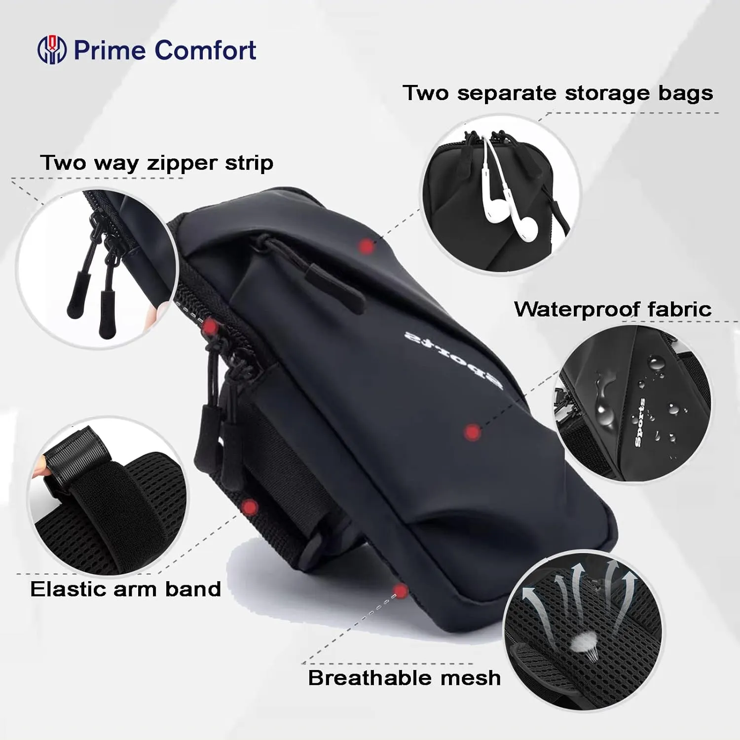 Phone Holder Arm Band, Small Crossbody Shoulder Holsters Bag with Arm Bands, Fits iPhone and Android, Use for Running, Walking, Hiking & Biking (6.7 Inches, Black)