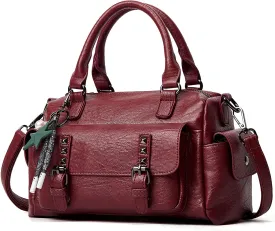 PORRASSO Retro Handbag Women Crossbody Bag Ladies Shoulder Bag with Pendant Satchel