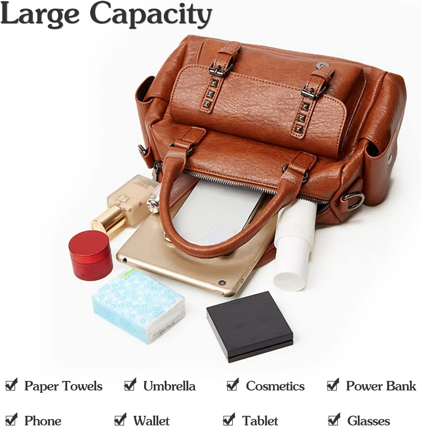 PORRASSO Retro Handbag Women Crossbody Bag Ladies Shoulder Bag with Pendant Satchel