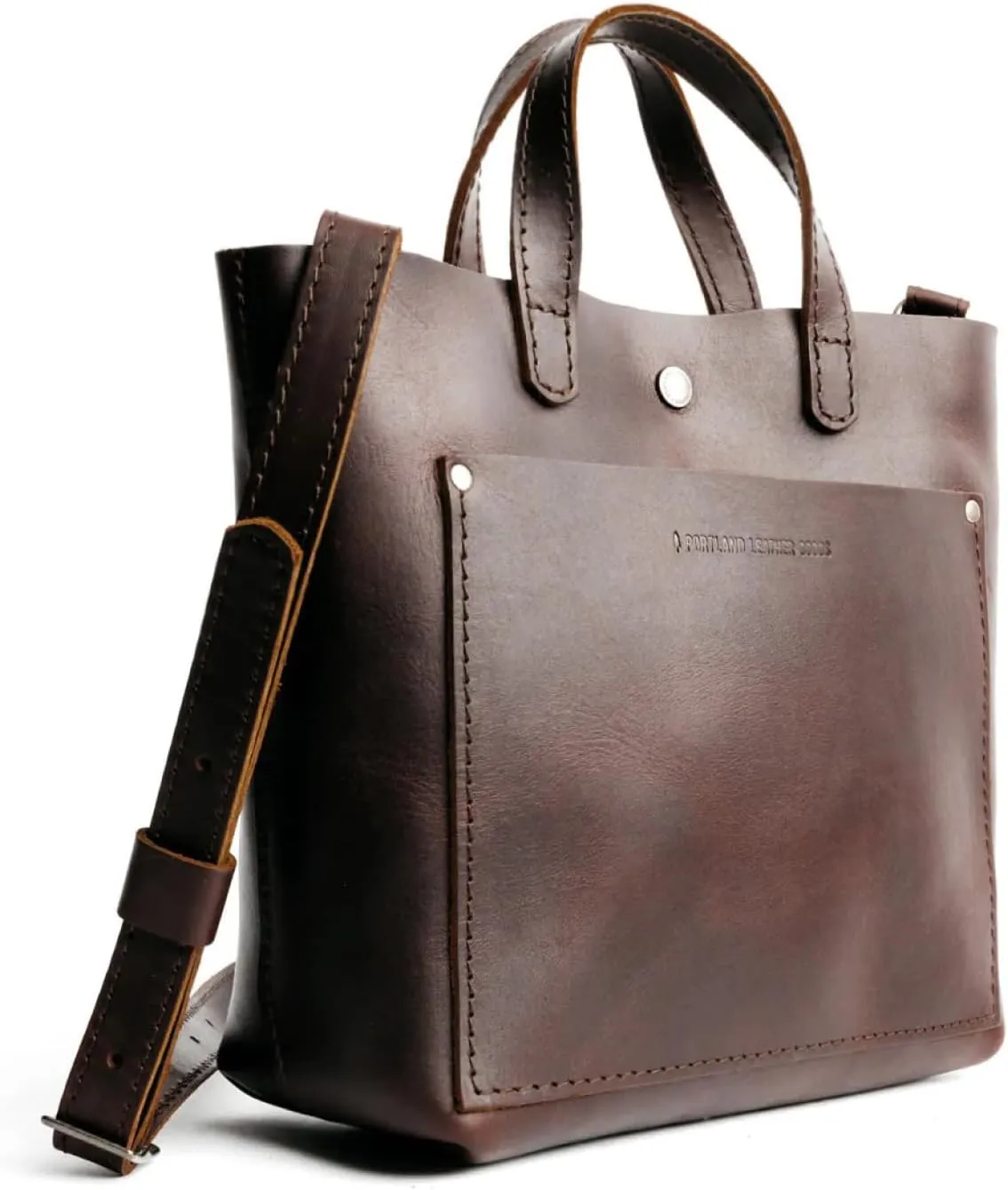 Portland Leather Goods Mini Snap Crossbody Tote Bag for Women  Handmade, Snap Closure, Durable & Unlined  Outside Pocket