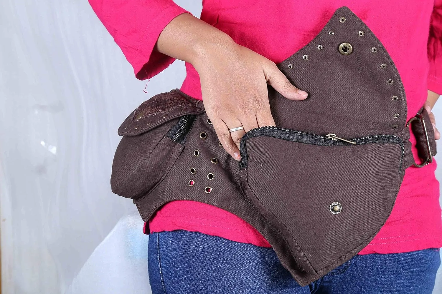 Practical Fannypack Cotton Waistbag packs Travel Utility Running Belt Black fashion Gift for Men Women Money Bag Sports Bum bag Workout Travelling (Style-03, Brown)