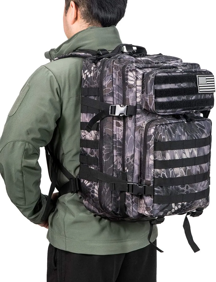 QT&QY 45L Military Tactical Backpacks Molle Army Assault Pack 3 Day Bug Out Bag Hiking Treeking Rucksack