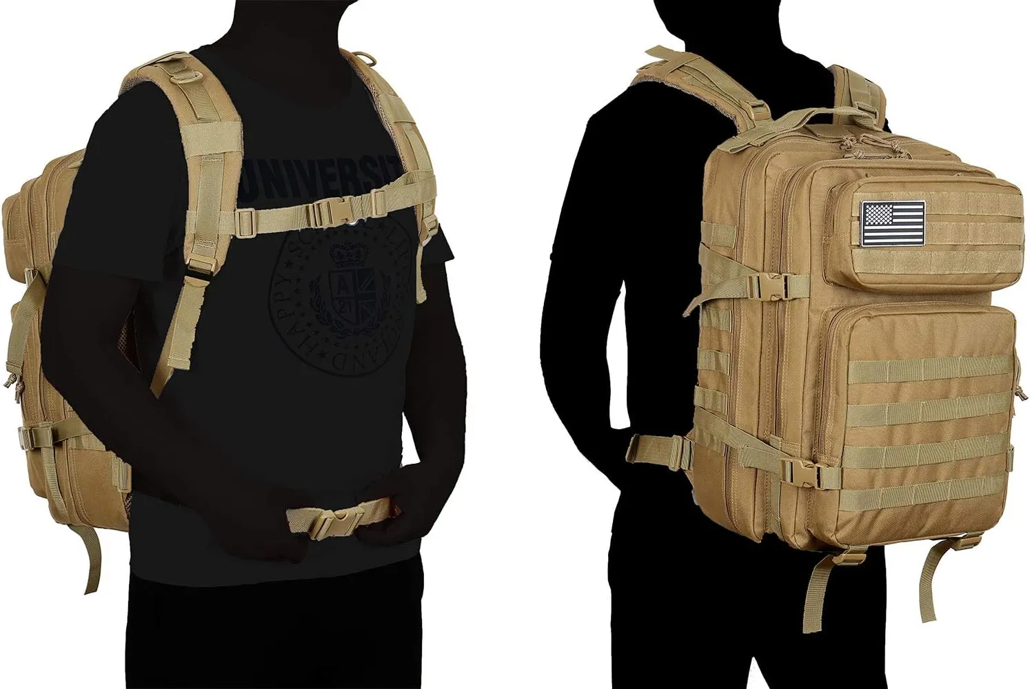 QT&QY 45L Military Tactical Backpacks Molle Army Assault Pack 3 Day Bug Out Bag Hiking Treeking Rucksack