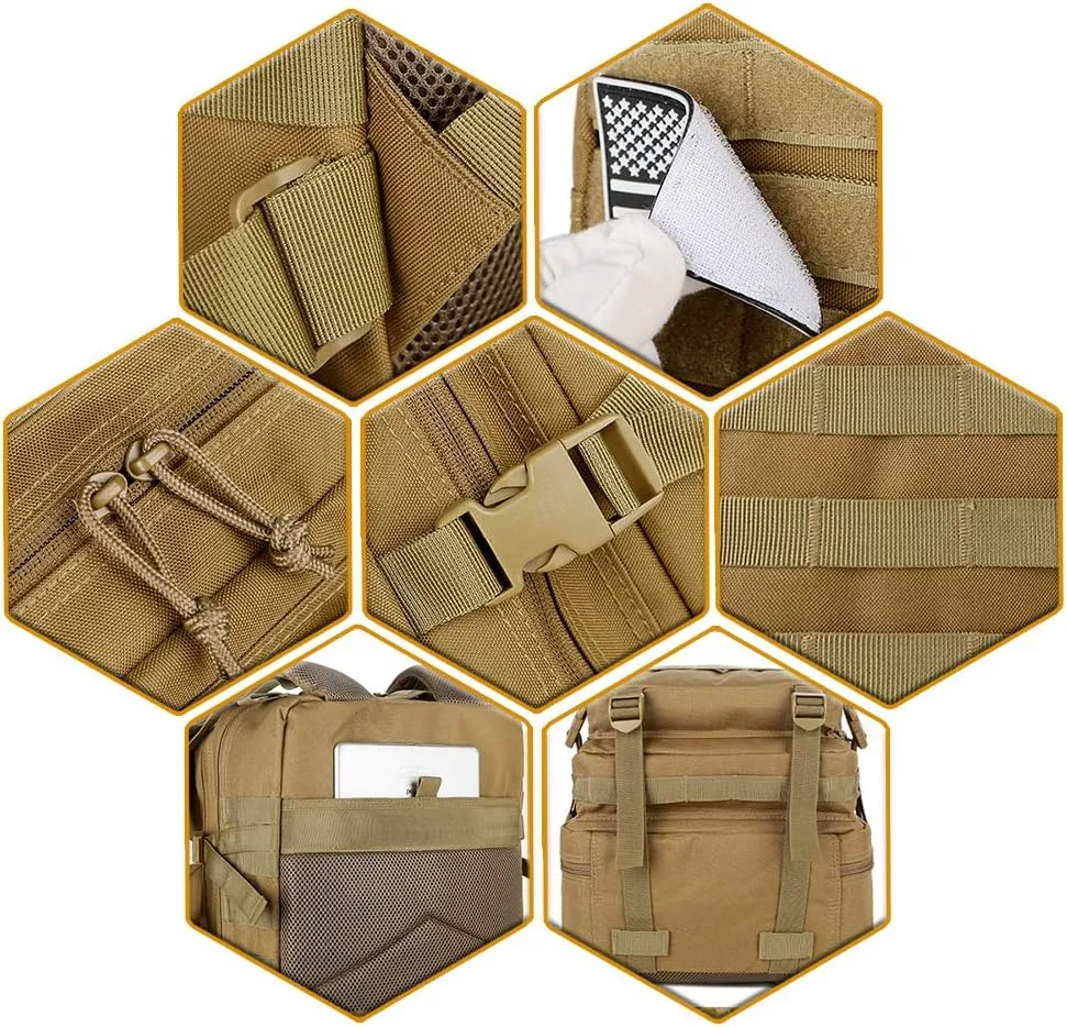 QT&QY 45L Military Tactical Backpacks Molle Army Assault Pack 3 Day Bug Out Bag Hiking Treeking Rucksack
