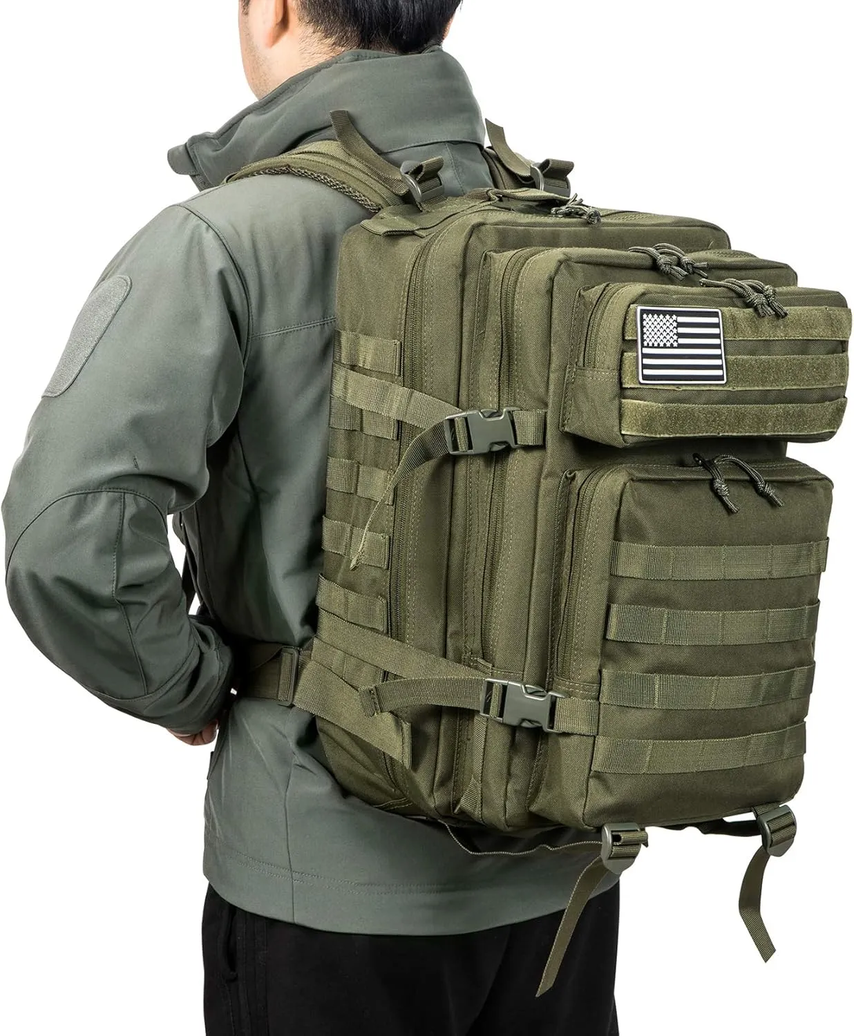 QT&QY 45L Military Tactical Backpacks Molle Army Assault Pack 3 Day Bug Out Bag Hiking Treeking Rucksack