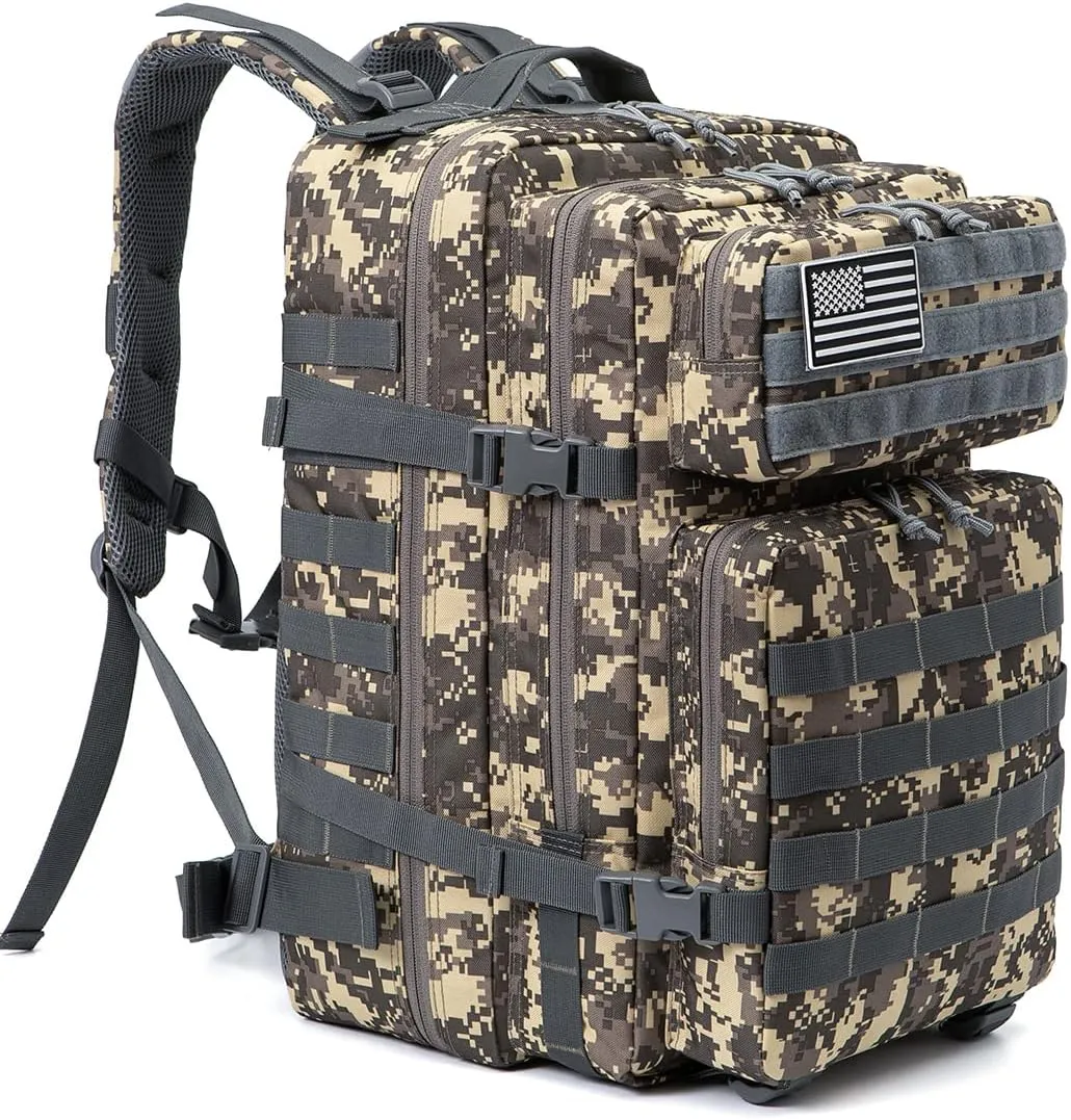 QT&QY 45L Military Tactical Backpacks Molle Army Assault Pack 3 Day Bug Out Bag Hiking Treeking Rucksack
