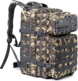 QT&QY 45L Military Tactical Backpacks Molle Army Assault Pack 3 Day Bug Out Bag Hiking Treeking Rucksack