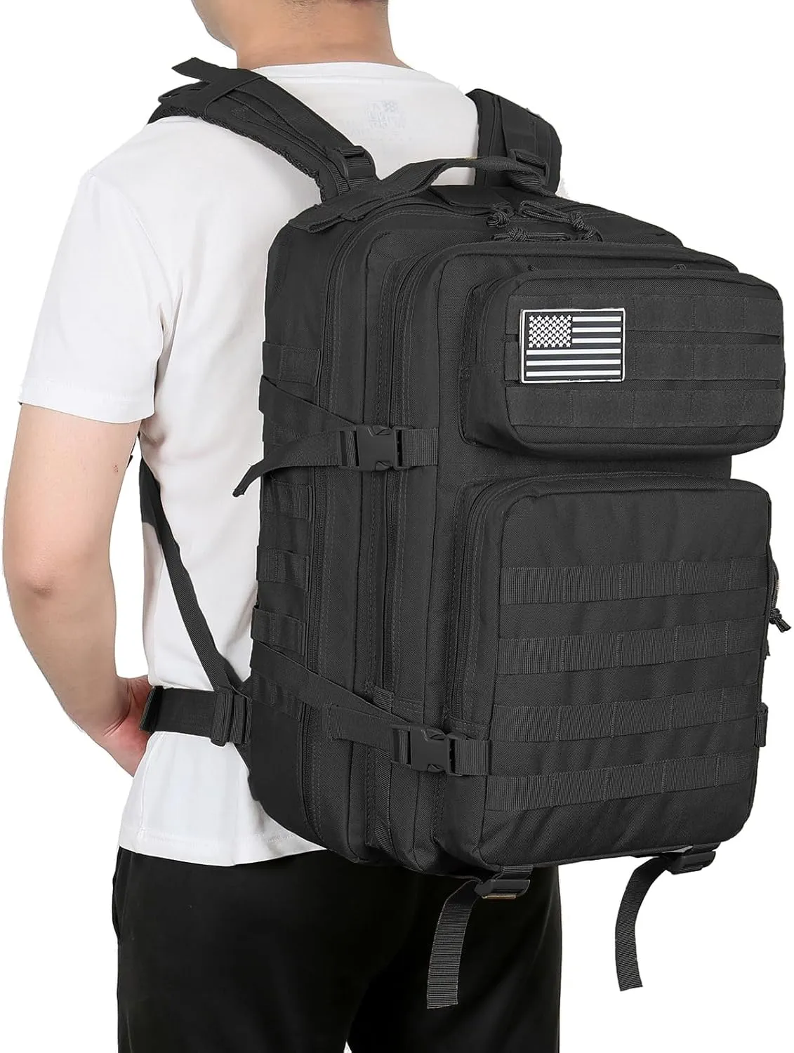 QT&QY 45L Military Tactical Backpacks Molle Army Assault Pack 3 Day Bug Out Bag Hiking Treeking Rucksack