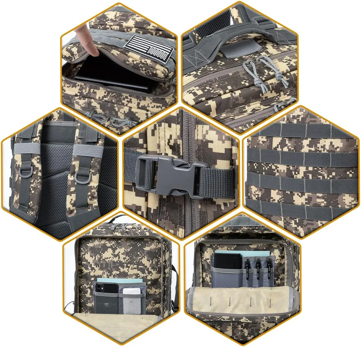 QT&QY 45L Military Tactical Backpacks Molle Army Assault Pack 3 Day Bug Out Bag Hiking Treeking Rucksack