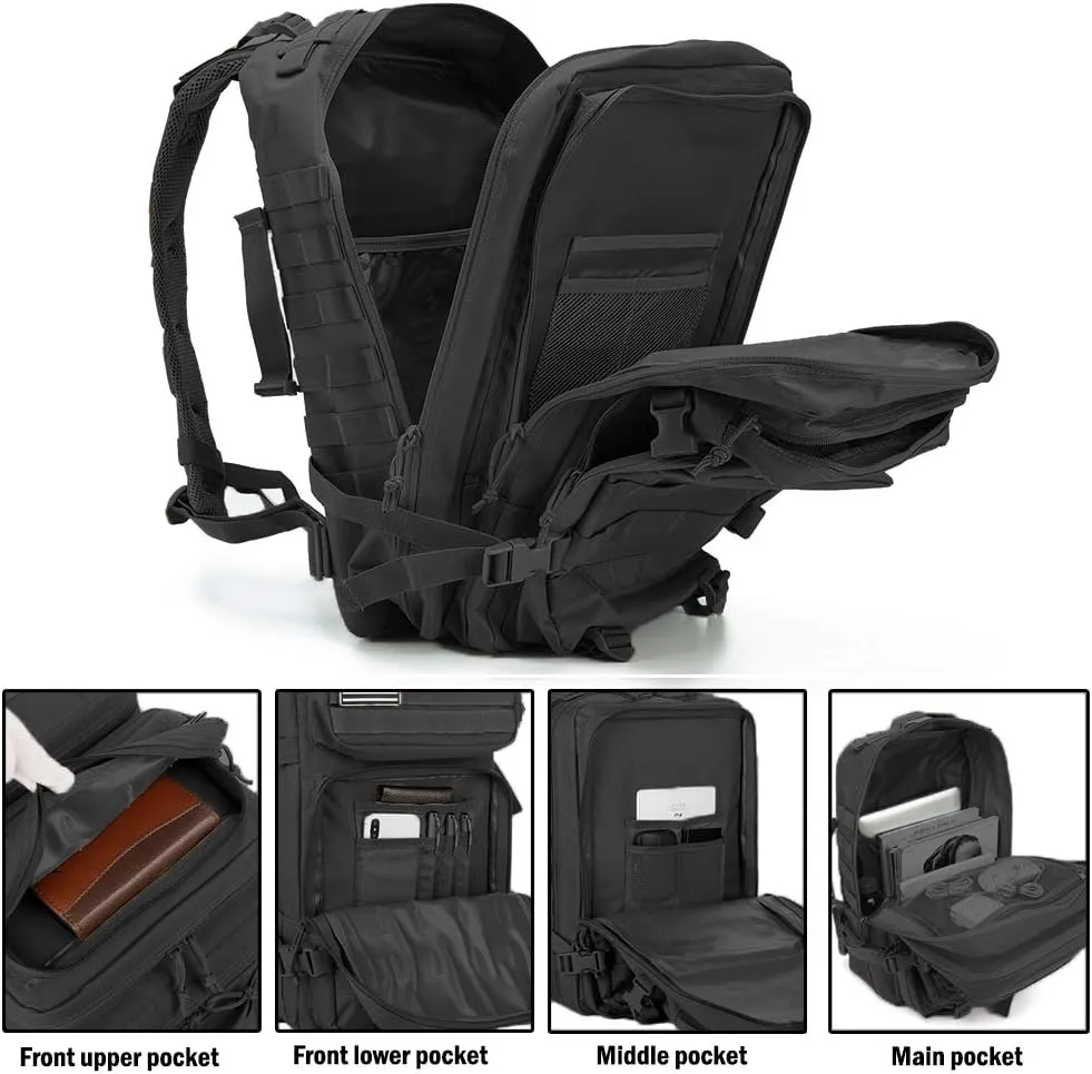 QT&QY 45L Military Tactical Backpacks Molle Army Assault Pack 3 Day Bug Out Bag Hiking Treeking Rucksack
