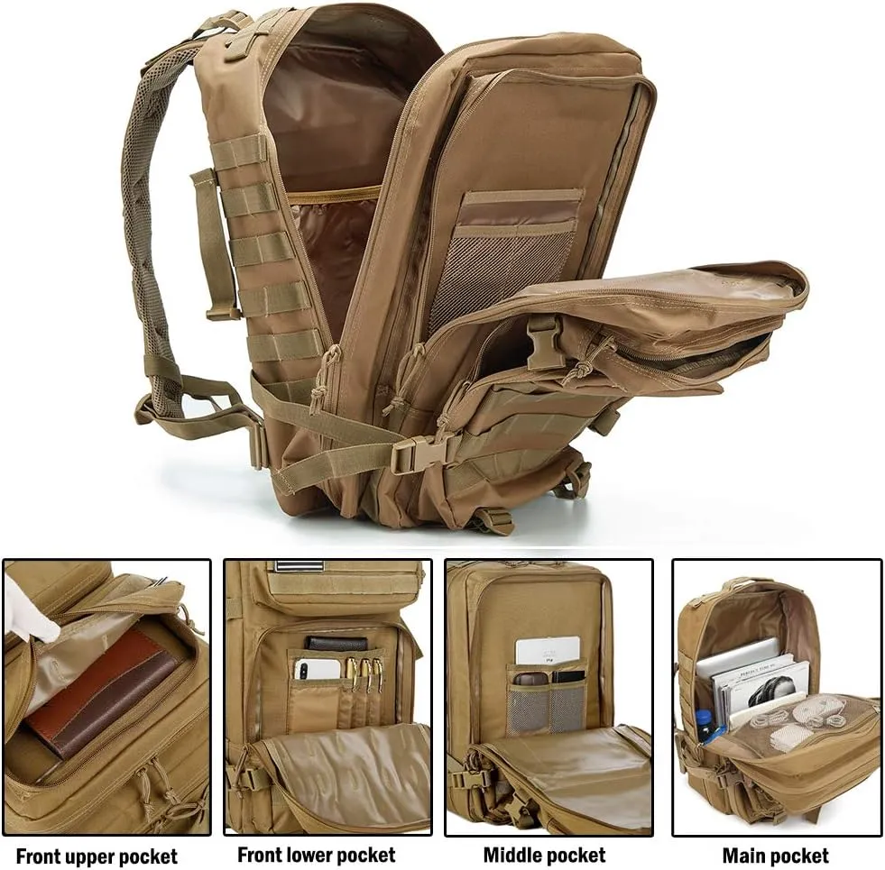 QT&QY 45L Military Tactical Backpacks Molle Army Assault Pack 3 Day Bug Out Bag Hiking Treeking Rucksack