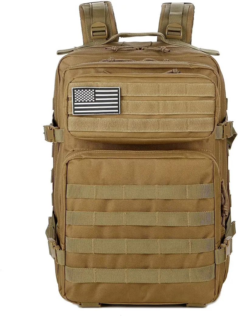 QT&QY 45L Military Tactical Backpacks Molle Army Assault Pack 3 Day Bug Out Bag Hiking Treeking Rucksack