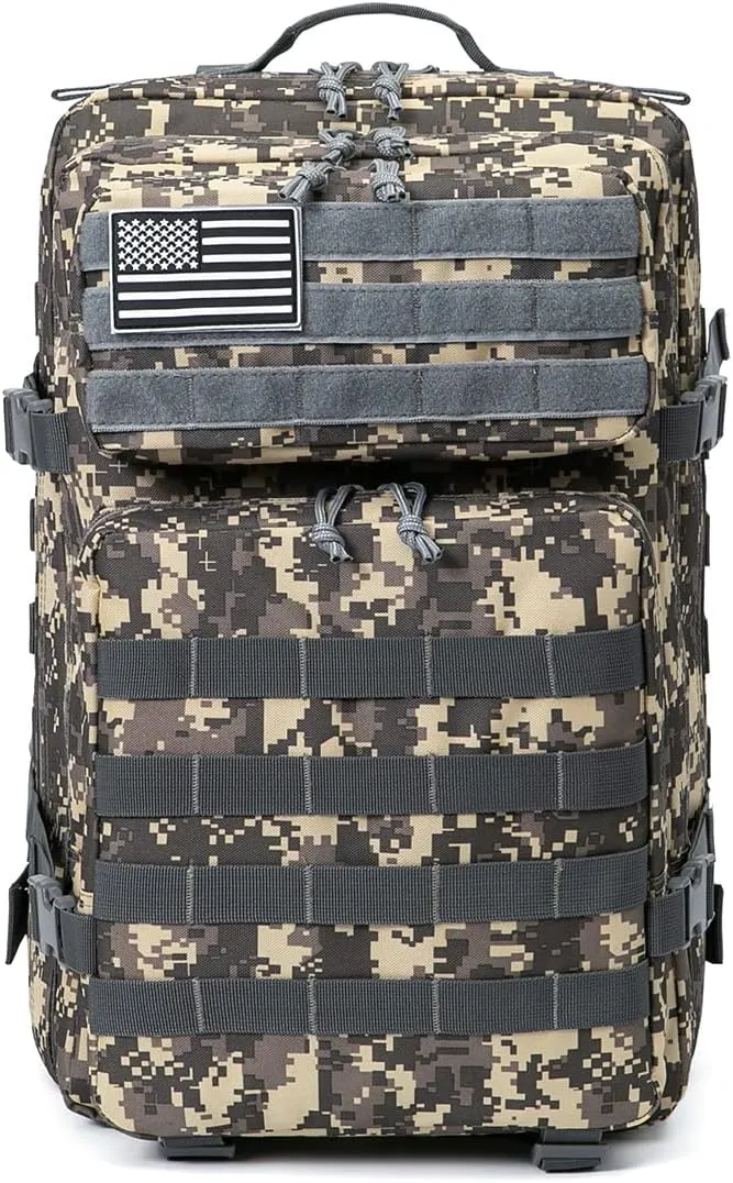 QT&QY 45L Military Tactical Backpacks Molle Army Assault Pack 3 Day Bug Out Bag Hiking Treeking Rucksack