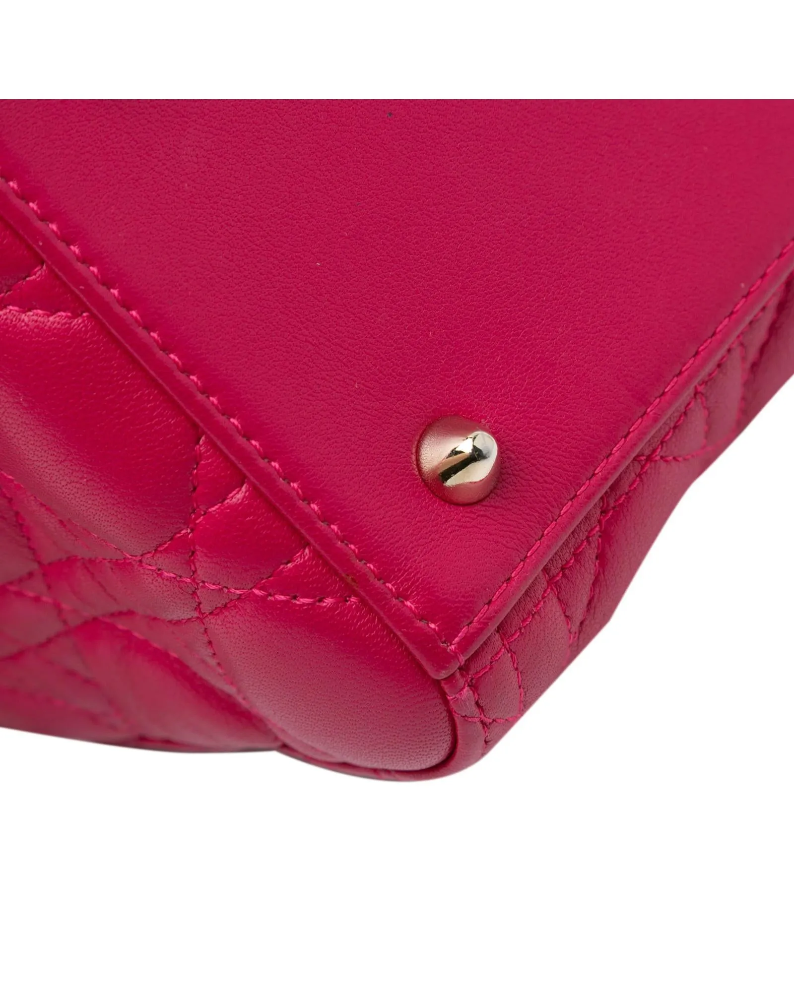 Quilted Lambskin Leather Handbag with Detachable Strap